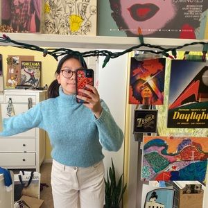 VINTAGE light blue chunky wool turtleneck